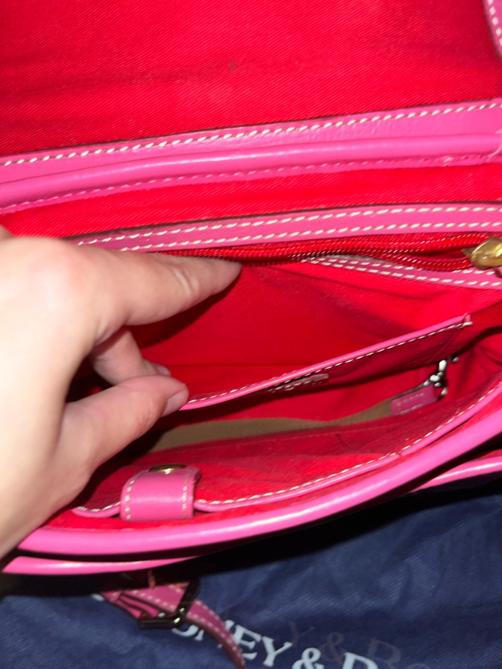 Dooney & Bourke Hot Pink Embossed Leather Crossbody - Picture 4 of 7